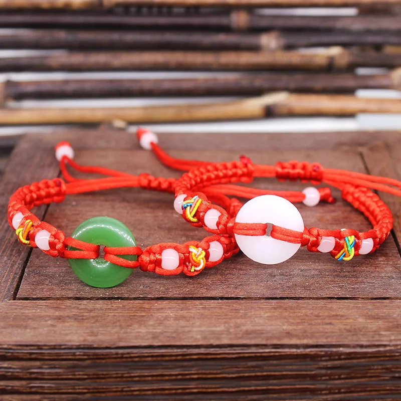 Women'S Vintage Accessories - 本物の翡翠ドーナツブレスレットバングル天然ジュエリー彫刻お守りアクセサリーチャーム宝石デザイナーヴィンテージ幸運のギフト女性のための