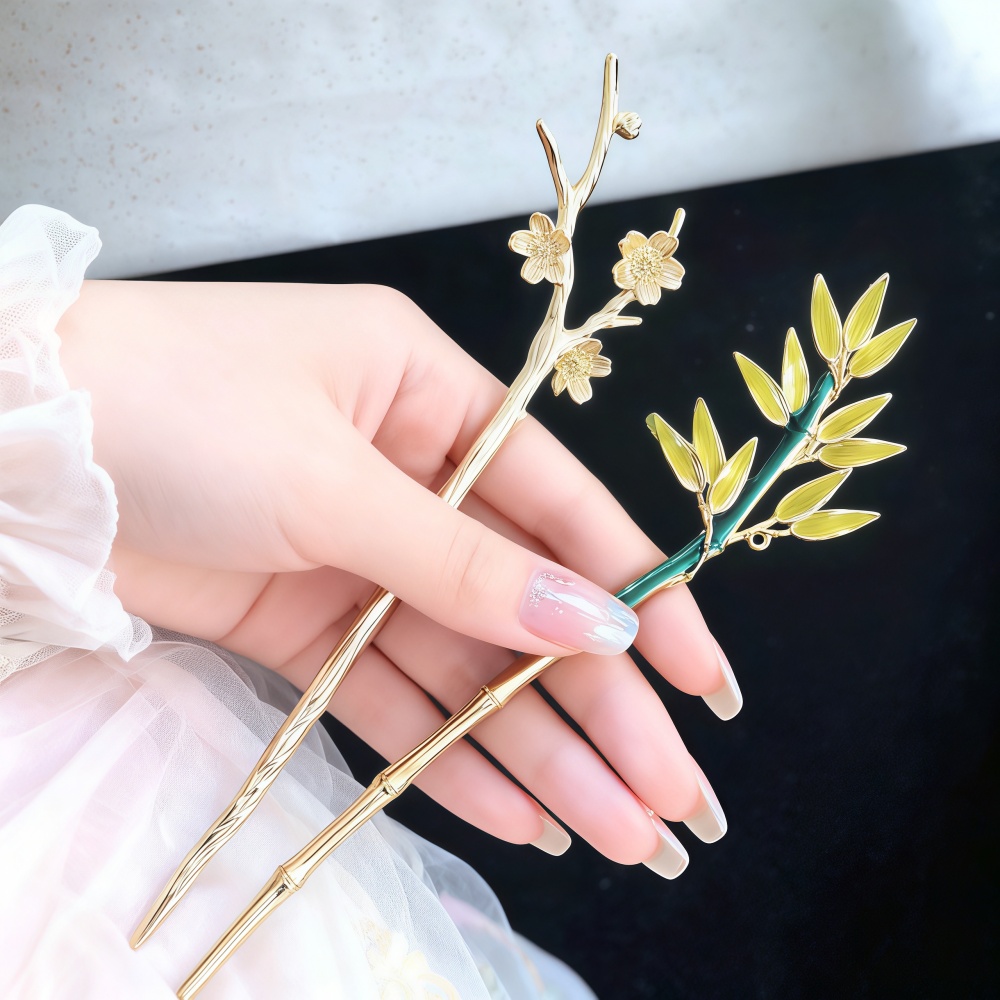 Hair Fork Stick - エナメル合金ヘアピン女性のための中国漢服挿入ヘアスティックピン箸アンティーク女の子ヘアお団子ヘアアクセサリー