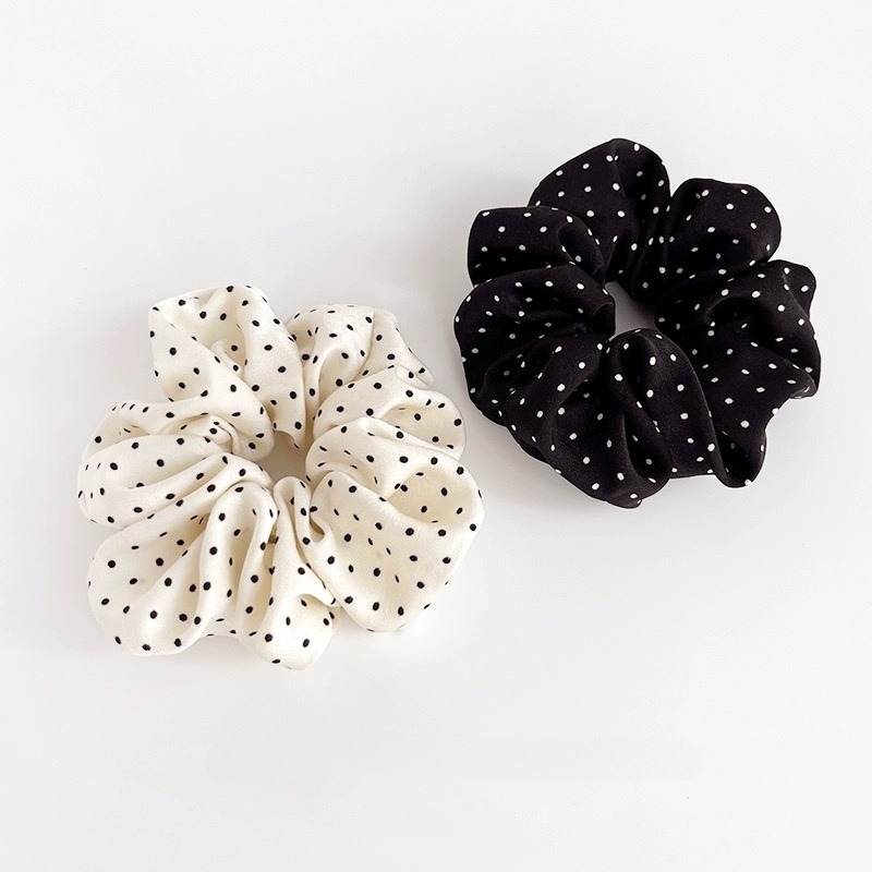 Scrunchie Satin Set - 2 ピース/セットエレガントなヘアネクタイミニマリストシミュレーションシルクシュシュウェーブポイント弾性ヘアループポニーテールヘアアクセサリー女性用