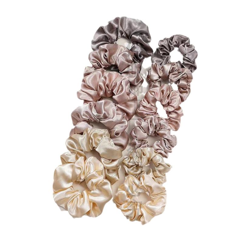 Scrunchie Satin Set - 12 個のソフトシンプルなソリッドカラーのヘアゴム韓国スタイルのサテンシュシュ、あらゆる環境での着用に適していますヘアアクセサリー