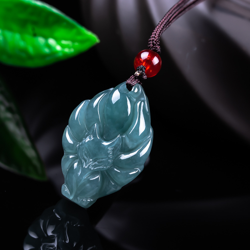 Women'S Vintage Accessories - 天然ビルマ翡翠フォックスペンダントネックレスヴィンテージアクセサリー宝石本物の翡翠デザイナーファッションジュエリー女性へのギフト