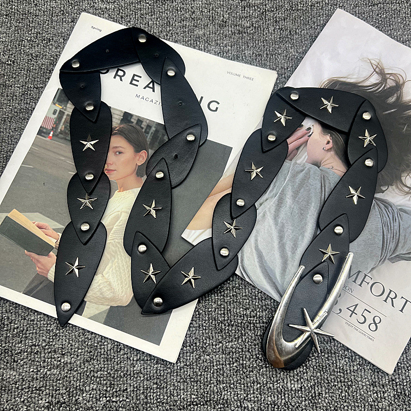 Women'S Emo Accessories - メンズバックル付きレザーベルト,ゴススタイル,エモ,高品質,ジーンズ,BBアクセサリー,ヴィンテージデザイン,原宿,y2k,2024