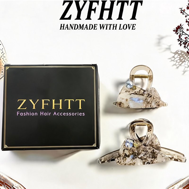 Women Accessories Gift Box - 2 ピース/セットギフトボックス ZYFHTT 虹色流砂ヘアクロークリップ女性用レトロ三角形サメクリップファッションガールズヘアクランプ