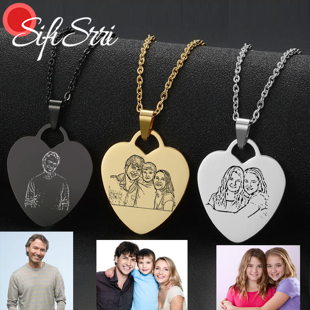 Women Accessories Gift Box - Sifisrri-女性用のパーソナライズされたフォトラインネックレス,家族の写真を刻印,ハートペンダント,バースデージュエリー