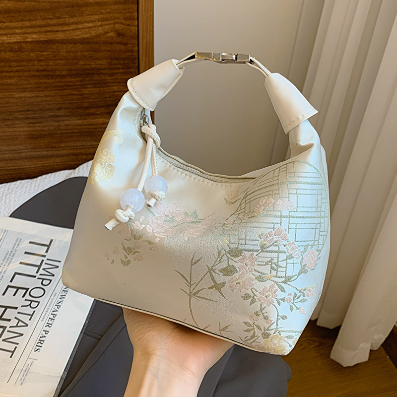 Women'S Accessories Handbags - 中国古代スタイルのリストバッグレディース多機能漢服アクセサリーハンドバッグレース刺繍生地クロスボディショルダーバッグ
