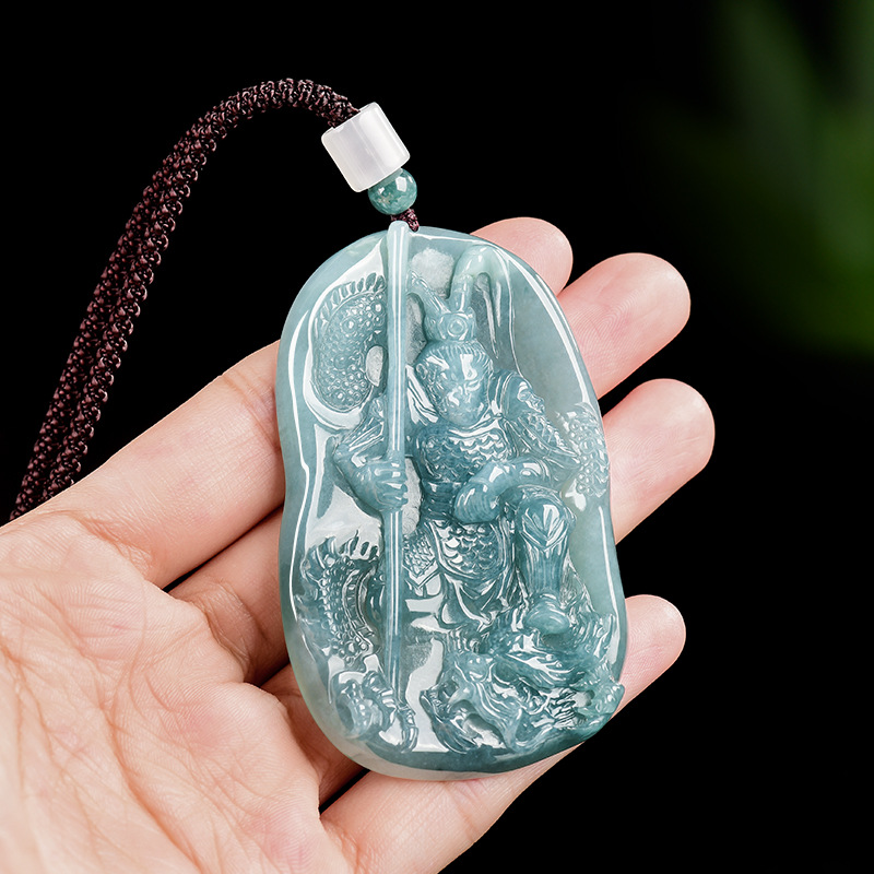 Women'S Vintage Accessories - ビルマ翡翠猿王ペンダントネックレスヴィンテージ高級ギフト女性用ファッションアクセサリービルマ翡翠彫刻お守り