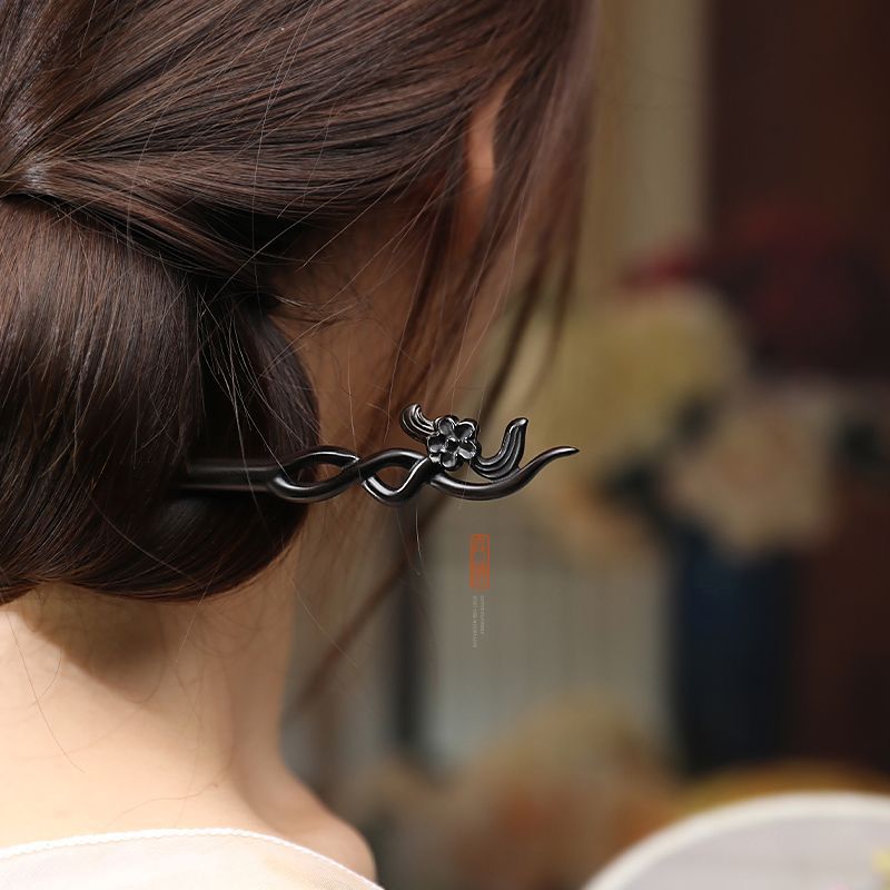 中国風のヘアスティックミニマリスト白檀彫刻花ヘアピンフォーク - Hair Fork Stick のレビューと価格