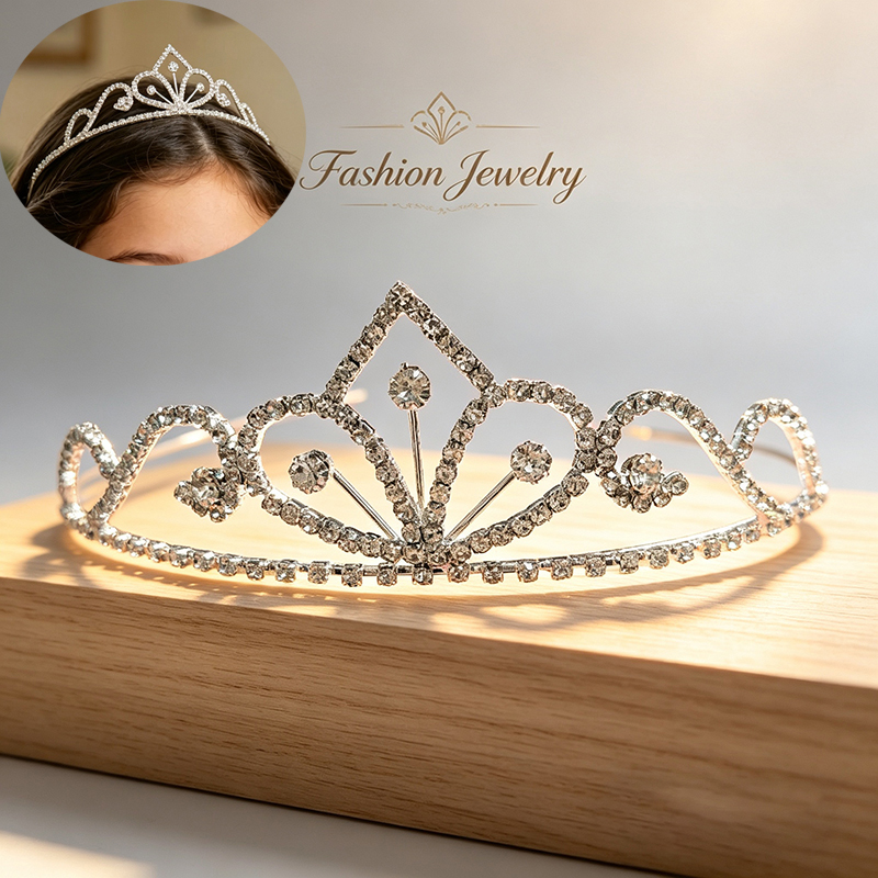 シルバーカラーのラインストーンブライダルクラウン高級クリスタ - Women'S Vintage Accessories のレビューと価格