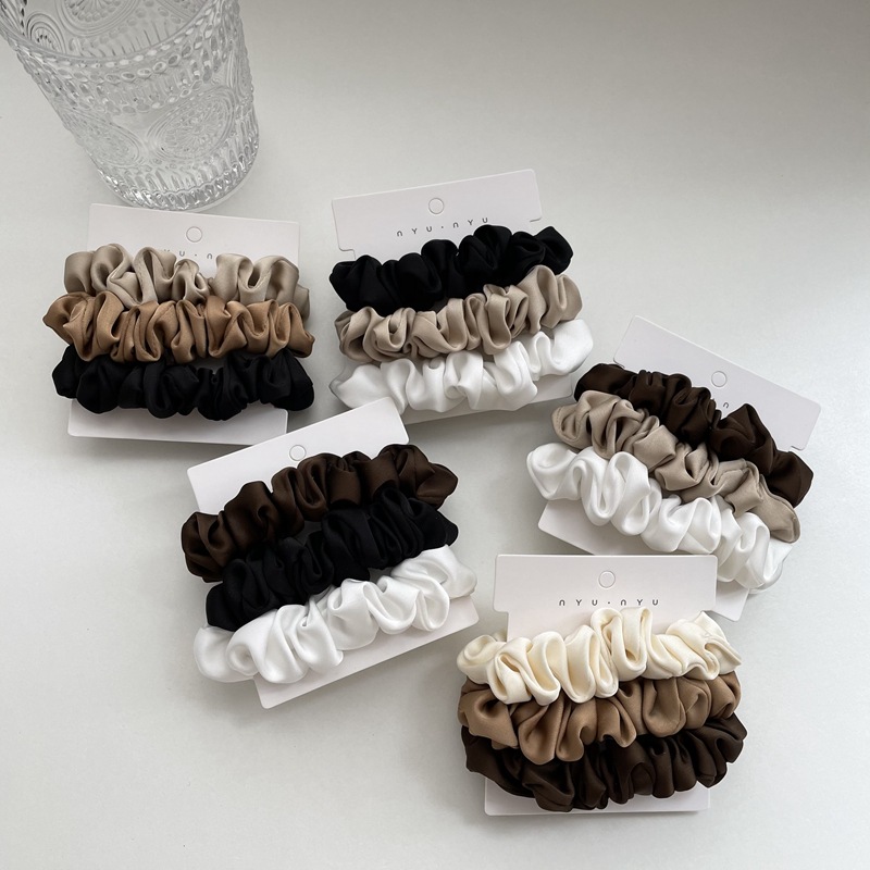 3/4/6 ピース/セットサテンシュシュ女性無地ヘアロープエ - Scrunchie Satin Set のレビューと価格