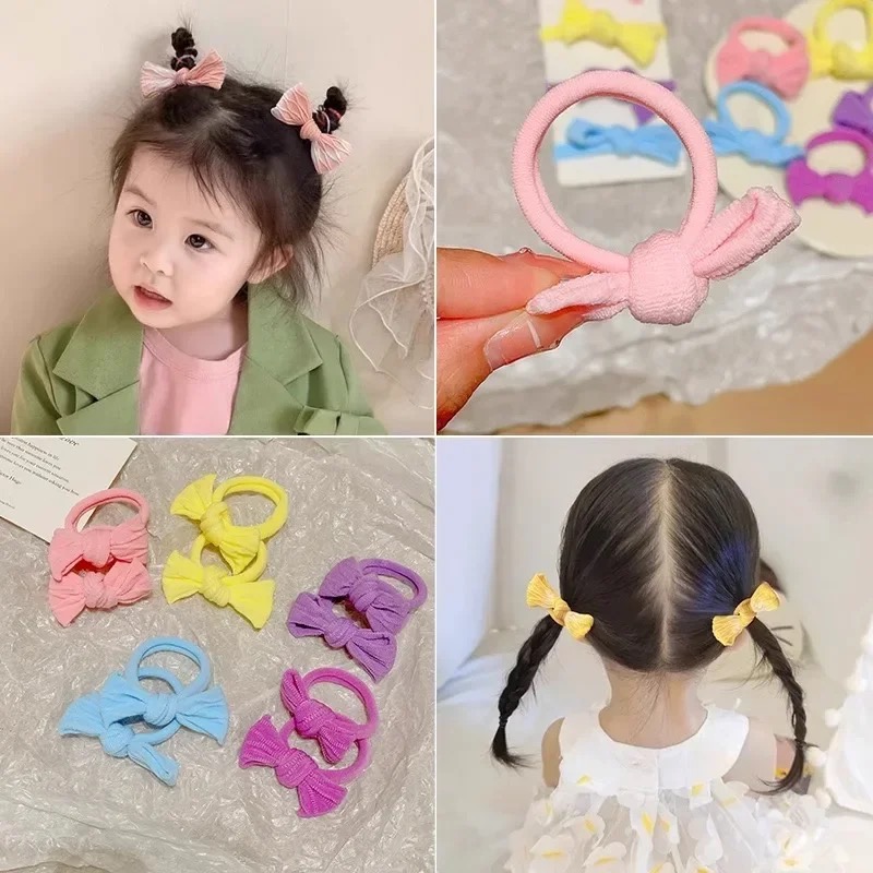 女の子のための高弾性ヘアタイ、かわいい蝶ネクタイ、無地、ヘア - Scrunchie Satin Set のレビューと価格