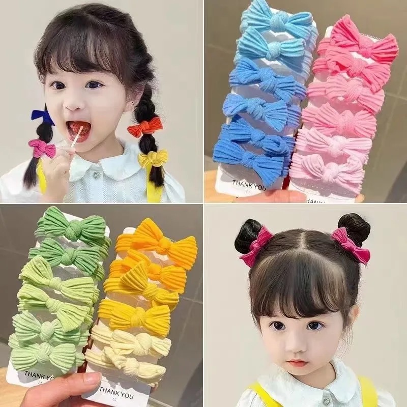女の子のための高弾性ヘアタイ、かわいい蝶ネクタイ、無地、ヘア - Scrunchie Satin Set のレビューと価格