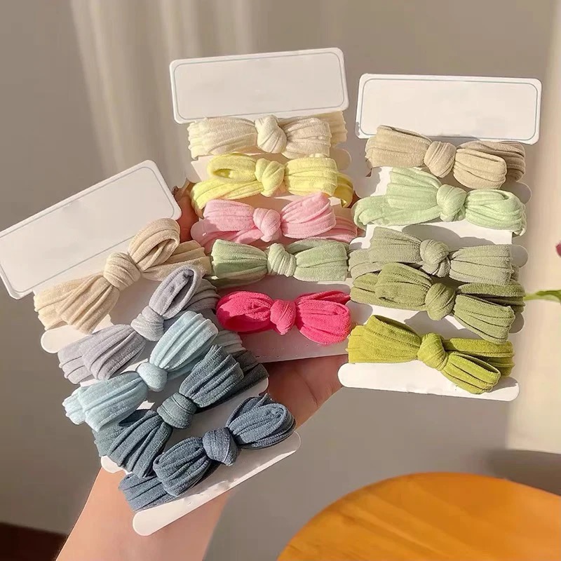 女の子のための高弾性ヘアタイ、かわいい蝶ネクタイ、無地、ヘア - Scrunchie Satin Set のレビューと価格