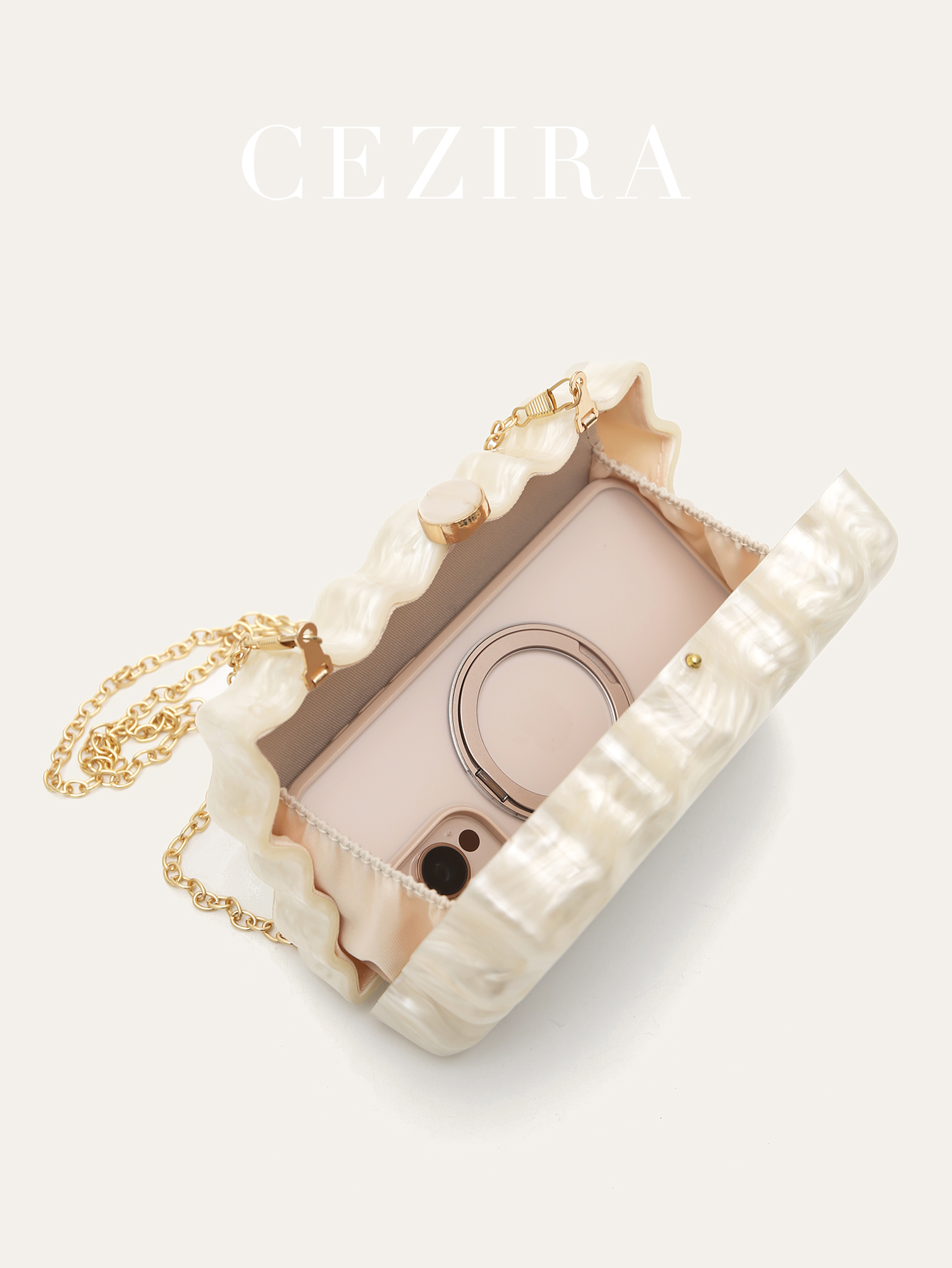女性の高級エレガントなパール光沢のある大理石アクリルクラッチ - Women'S Accessories Purse のレビューと価格