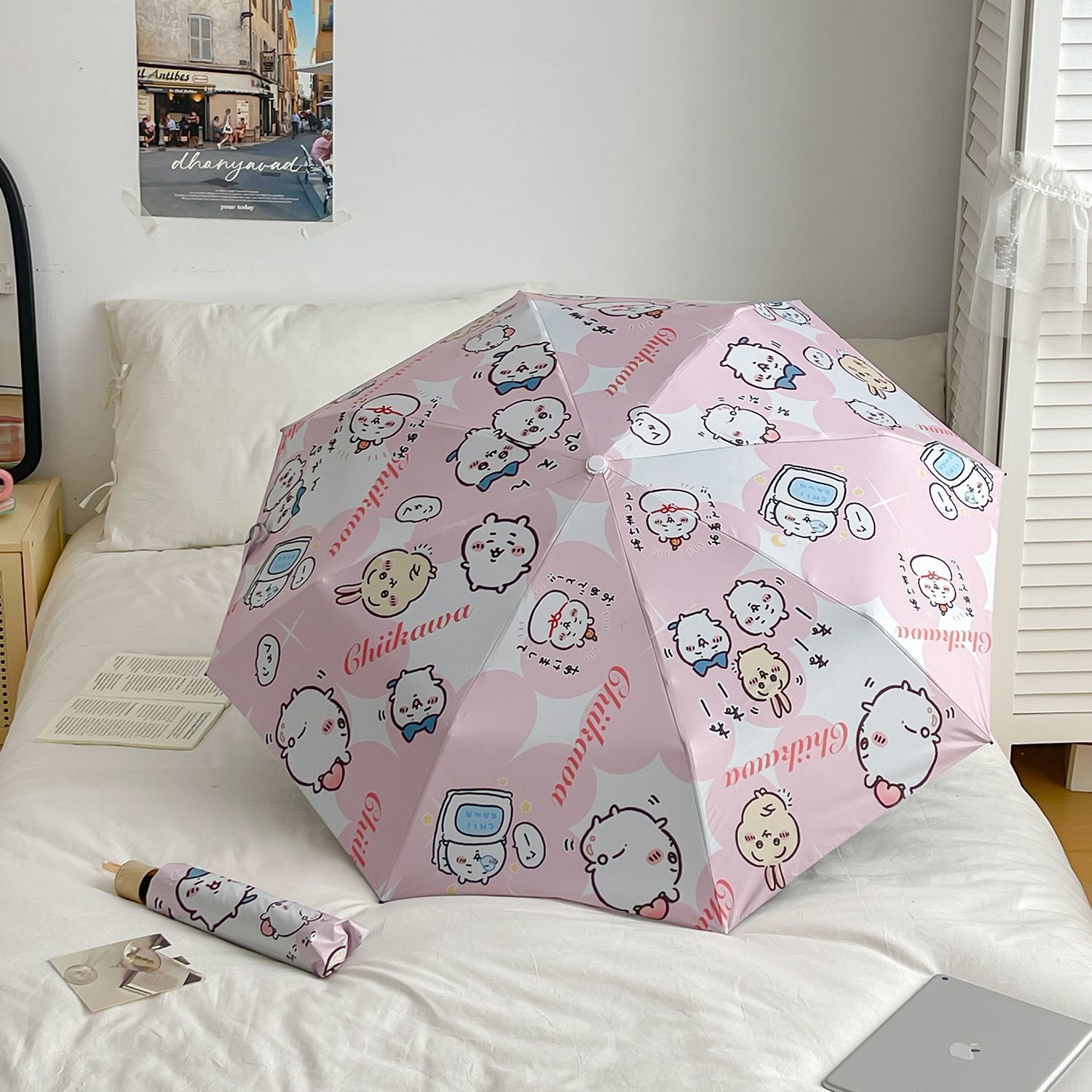 ちいかわハチワレうさぎ ブラックコーティング傘 UVカット日 - Women'S Accessories Flannels のレビューと価格
