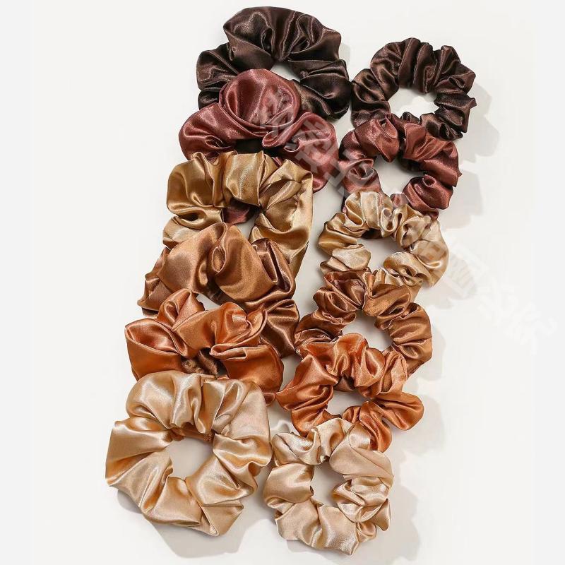 12 個のソフトシンプルなソリッドカラーのヘアゴム韓国スタイ - Scrunchie Satin Set のレビューと価格