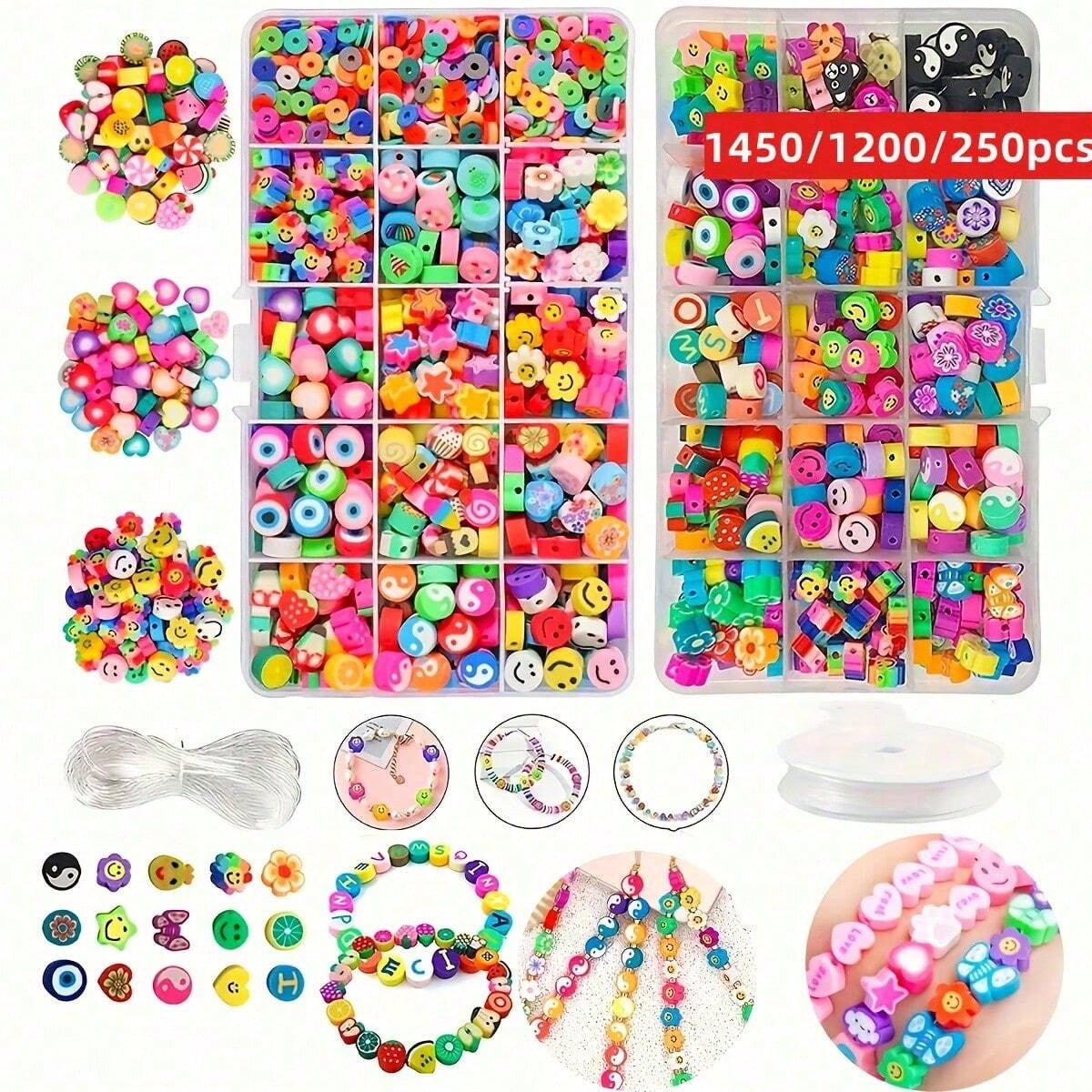 1450/1200/250個入りポリマークレイビーズセット、 - Women Accessories Gift Box のレビューと価格