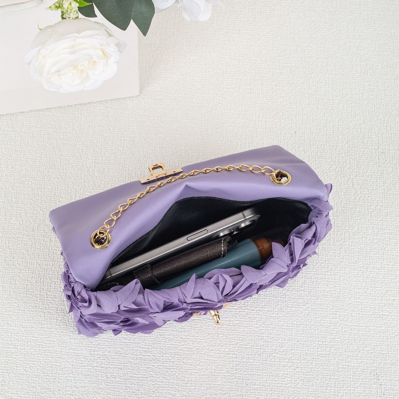 3D ローズフローラルサテンイブニングバッグ ゴールドクラス - Women'S Accessories Purse のレビューと価格