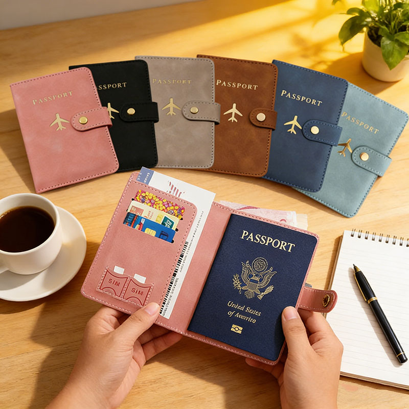レザーパスポートホルダーカバーケース、旅行必需品、クレジット - Women'S Essential Accessories のレビューと価格