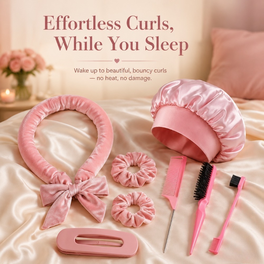 8/5/4個入り 熱を使わないヘアカーラーセット サテンボン - Scrunchie Satin Set のレビューと価格