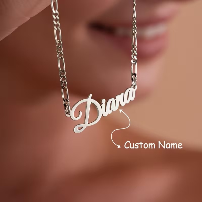 カスタマイズされたフィガロチェーンネックレス、名前入りパーソ - Women Accessories Gift Box のレビューと価格