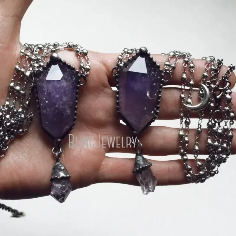 10 個アメジストクリスタルネックレスタリスマンウィッカ魔女 - Women'S Emo Accessories のレビューと価格