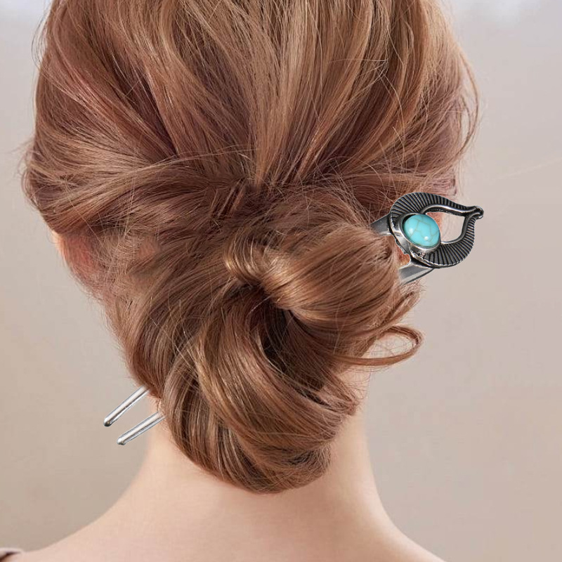 エジプトターコイズ U 字型ヘアフォークヘアピン女性のための - Hair Fork Stick のレビューと価格