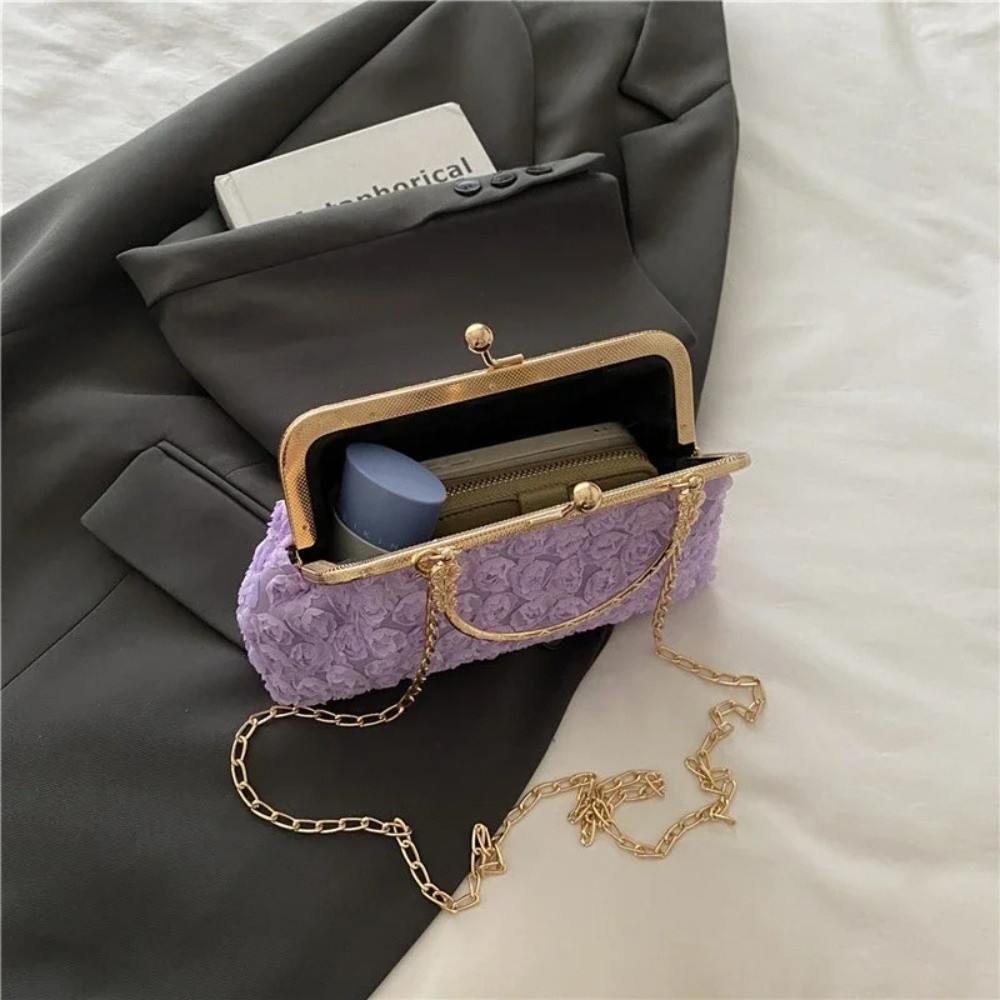 高級クリップショルダーバッグ 3Dフラワーシェル型クロスボデ - Women'S Accessories Purse のレビューと価格