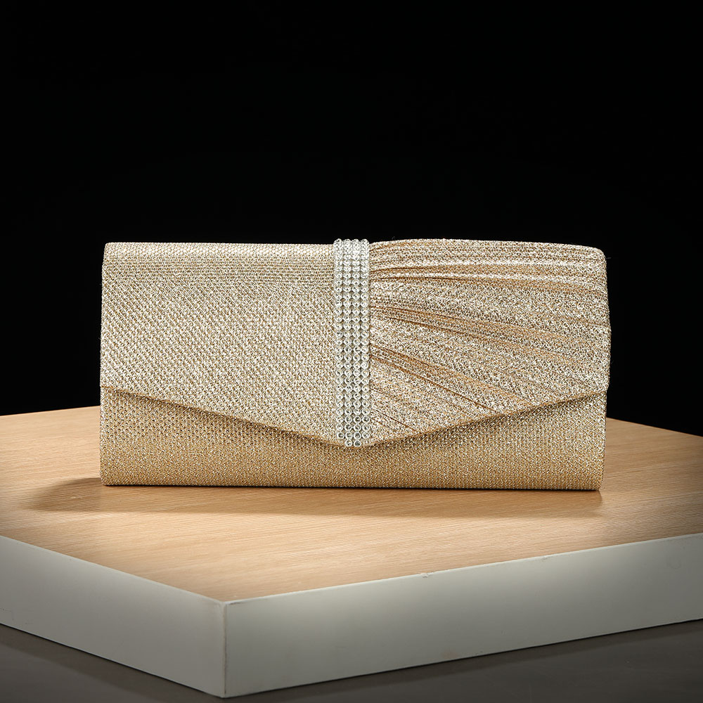 新しいスタイルの金刺繍プリーツイブニングバッグはダイヤモンド - Women'S Accessories Handbags のレビューと価格