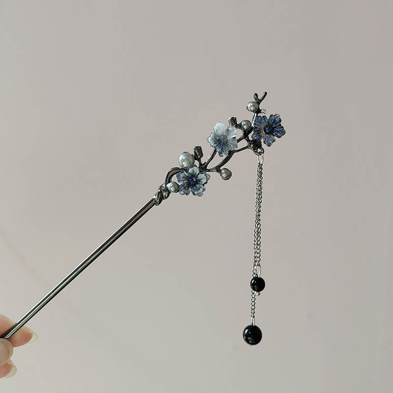 クラシックヘアスティック箸インクカラーフラワーメタルフリンジ - Hair Fork Stick のレビューと価格