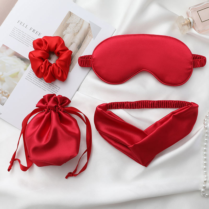 男性と女性のためのシルクアイマスク、ヘアバンドシュリンクセッ - Scrunchie Satin Set のレビューと価格