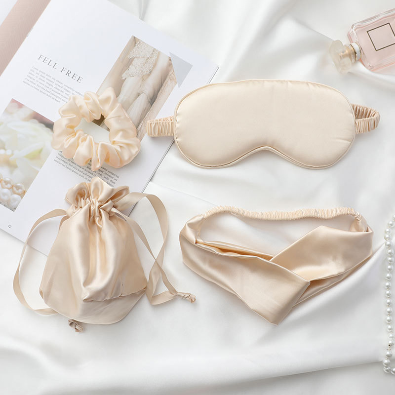 男性と女性のためのシルクアイマスク、ヘアバンドシュリンクセッ - Scrunchie Satin Set のレビューと価格