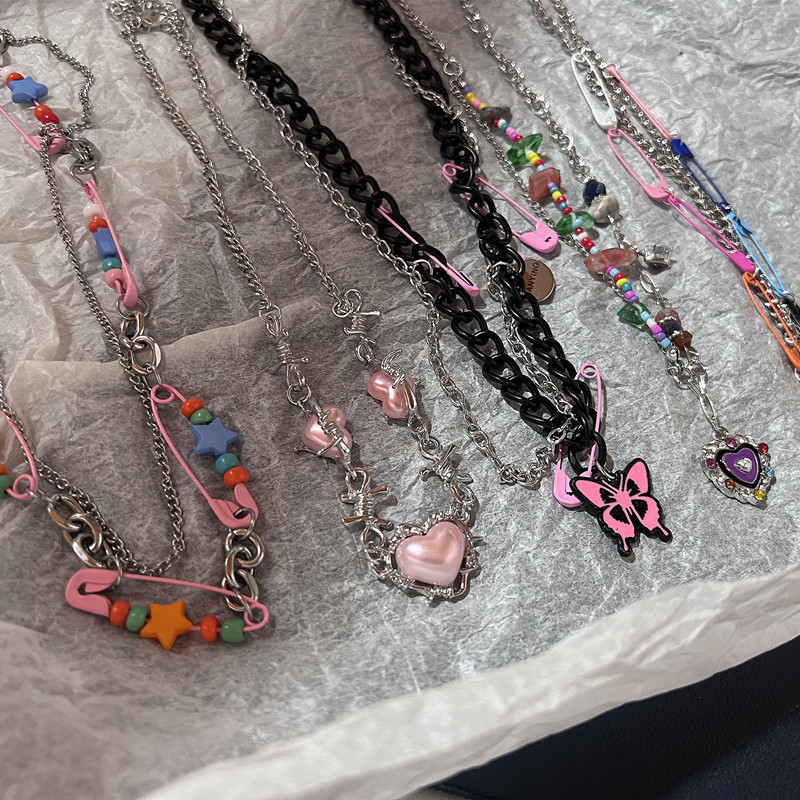 女性用チョーカーネックレス,ヴィンテージピンクキュービックジ - Women'S Emo Accessories のレビューと価格