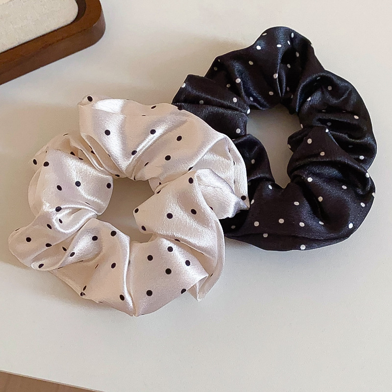 1/2 個黒白ドットヘアシュシュ女性シミュレーションシルクヘ - Scrunchie Satin Set のレビューと価格