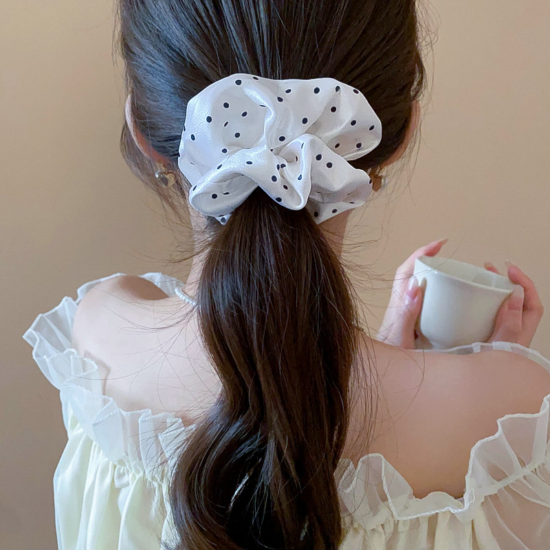 1/2 個黒白ドットヘアシュシュ女性シミュレーションシルクヘ - Scrunchie Satin Set のレビューと価格
