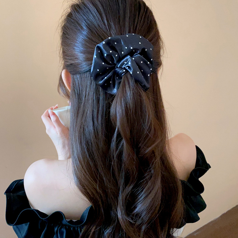 1/2 個黒白ドットヘアシュシュ女性シミュレーションシルクヘ - Scrunchie Satin Set のレビューと価格