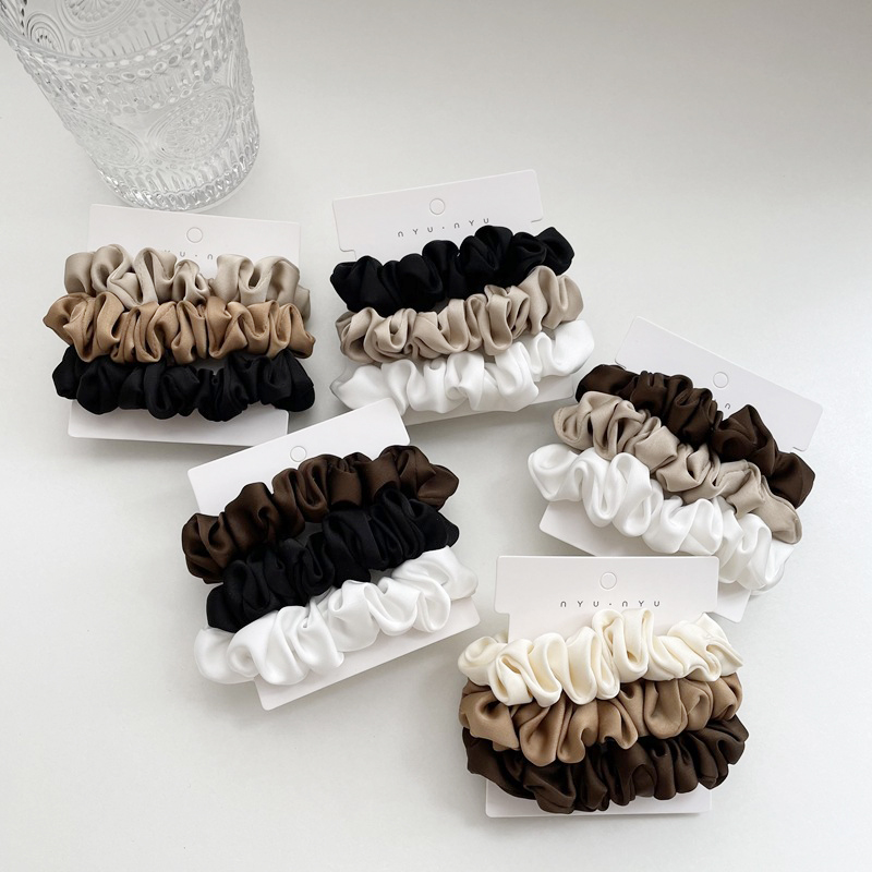女の子用サテンシュセットピース/セット,髪用の伸縮性のあるヘ - Scrunchie Satin Set のレビューと価格