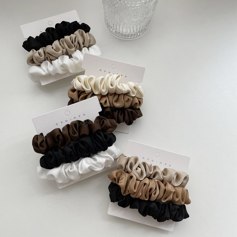 女の子用サテンシュセットピース/セット,髪用の伸縮性のあるヘ - Scrunchie Satin Set のレビューと価格