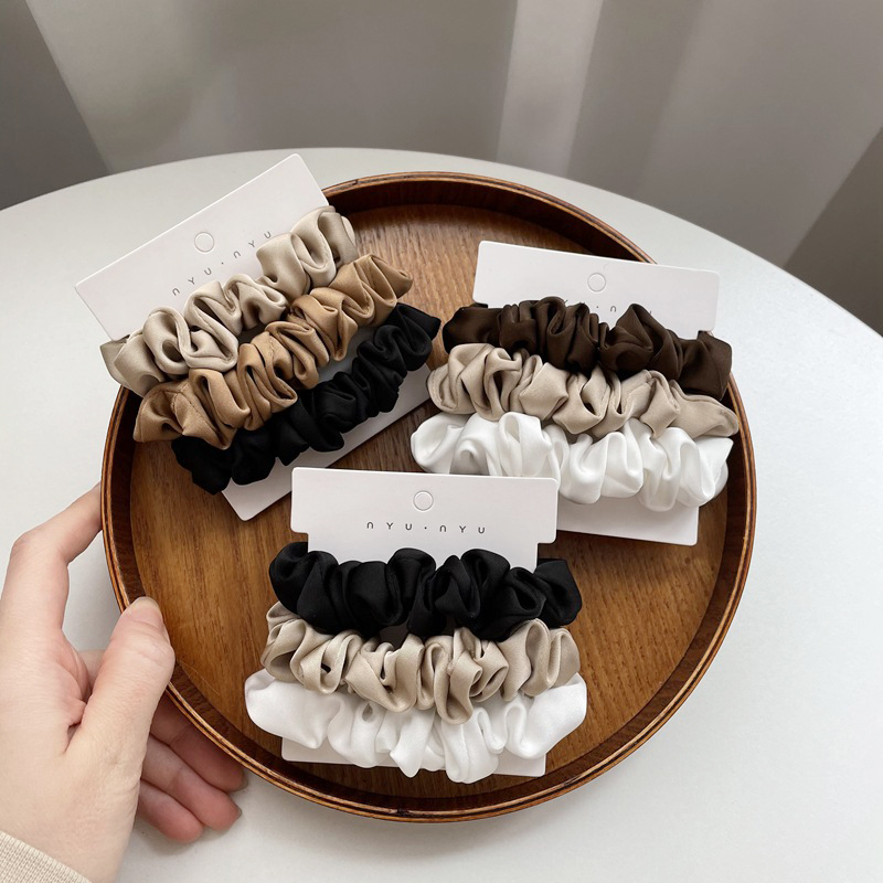 女の子用サテンシュセットピース/セット,髪用の伸縮性のあるヘ - Scrunchie Satin Set のレビューと価格