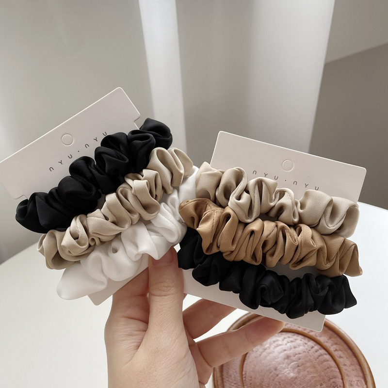 女の子用サテンシュセットピース/セット,髪用の伸縮性のあるヘ - Scrunchie Satin Set のレビューと価格