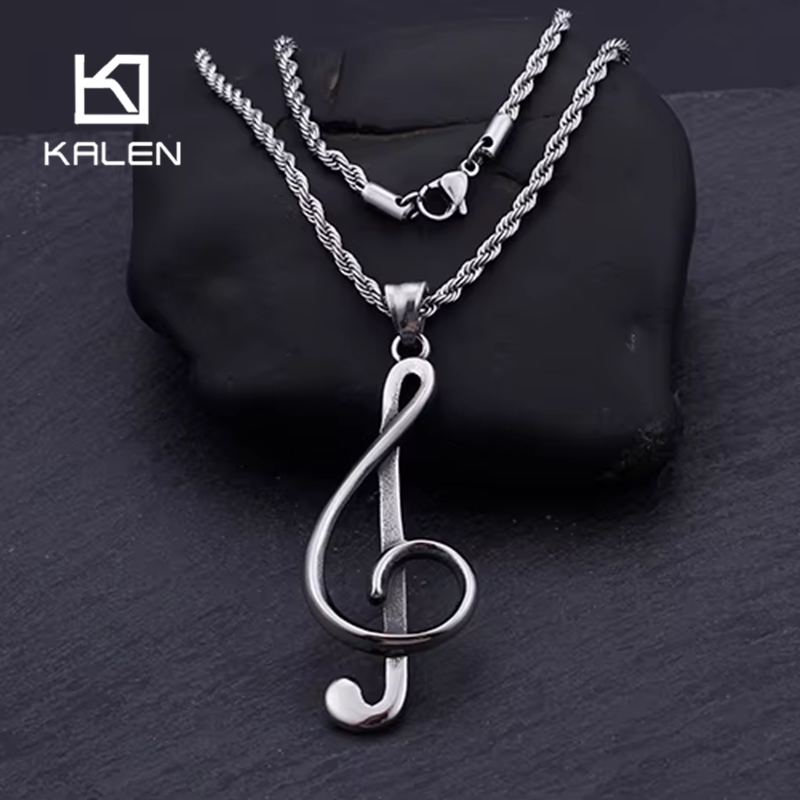 KALEN ステンレススチール製音符ペンダントネックレス メ - Women Accessories Bd のレビューと価格